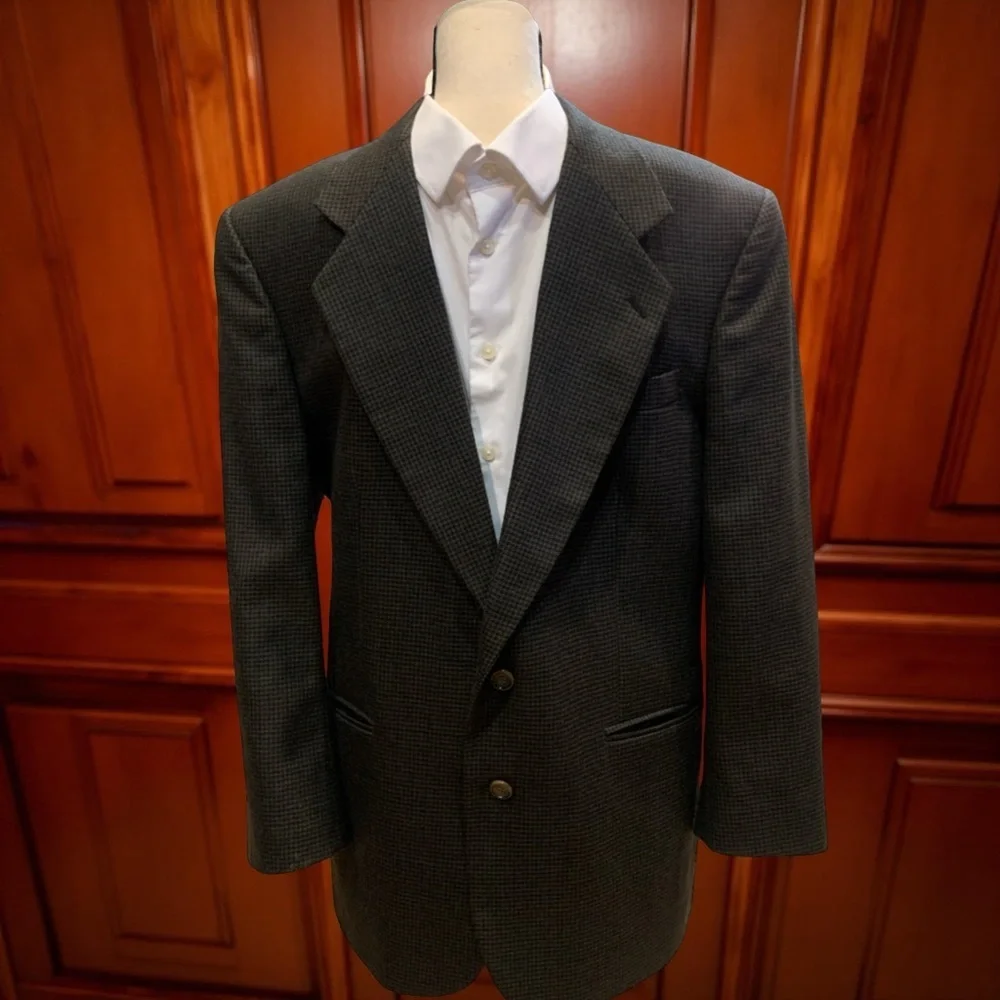 Oscar De La Renta Blazer Men 42R Brown Wool Tweed Two Button Sportcoat  VTG